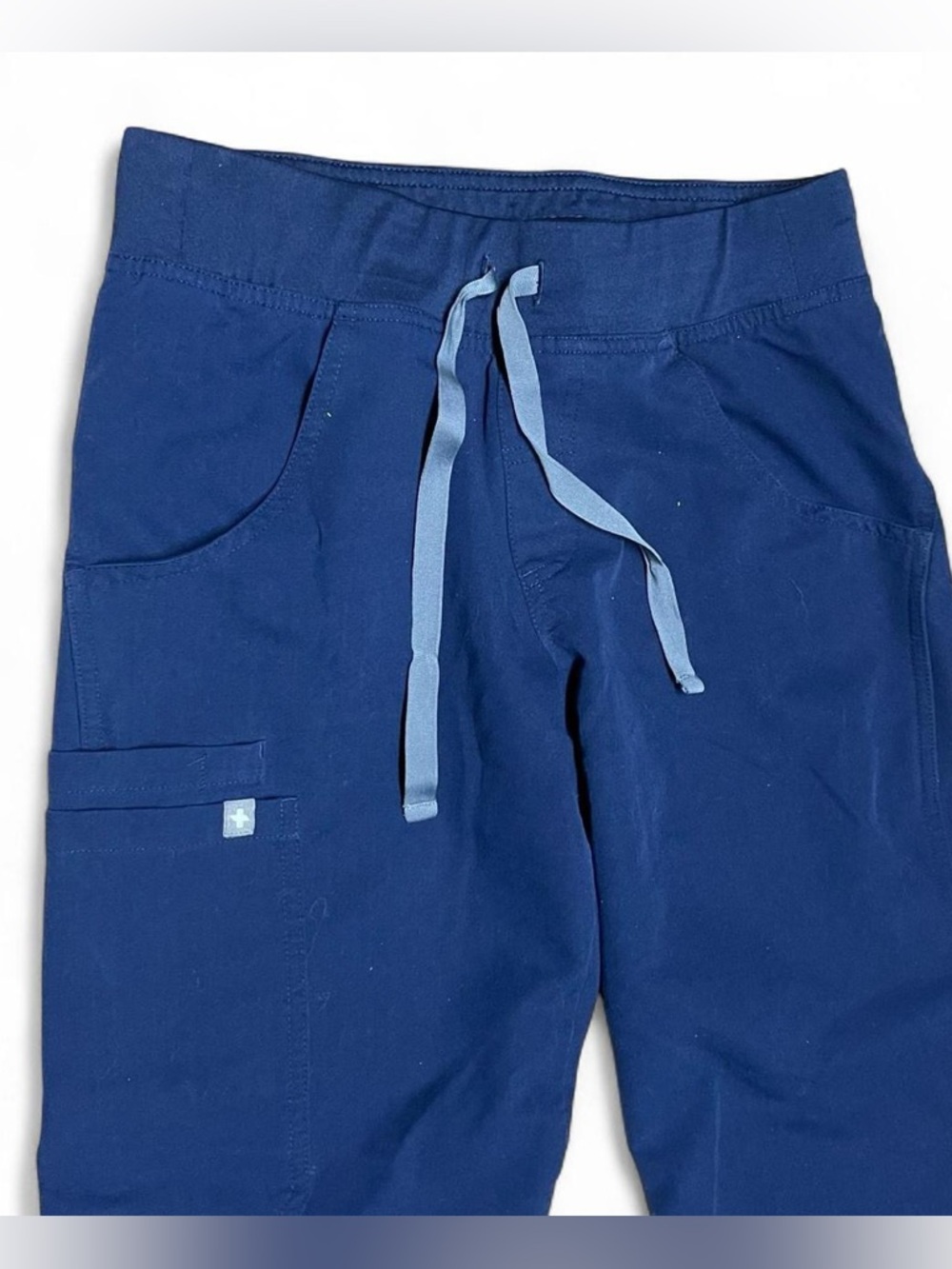 FIGS Kade Cargo Scrub Pants Blue Womens Sz XXS Petite Nurse Pockets Straight Leg - Picture 2 of 8